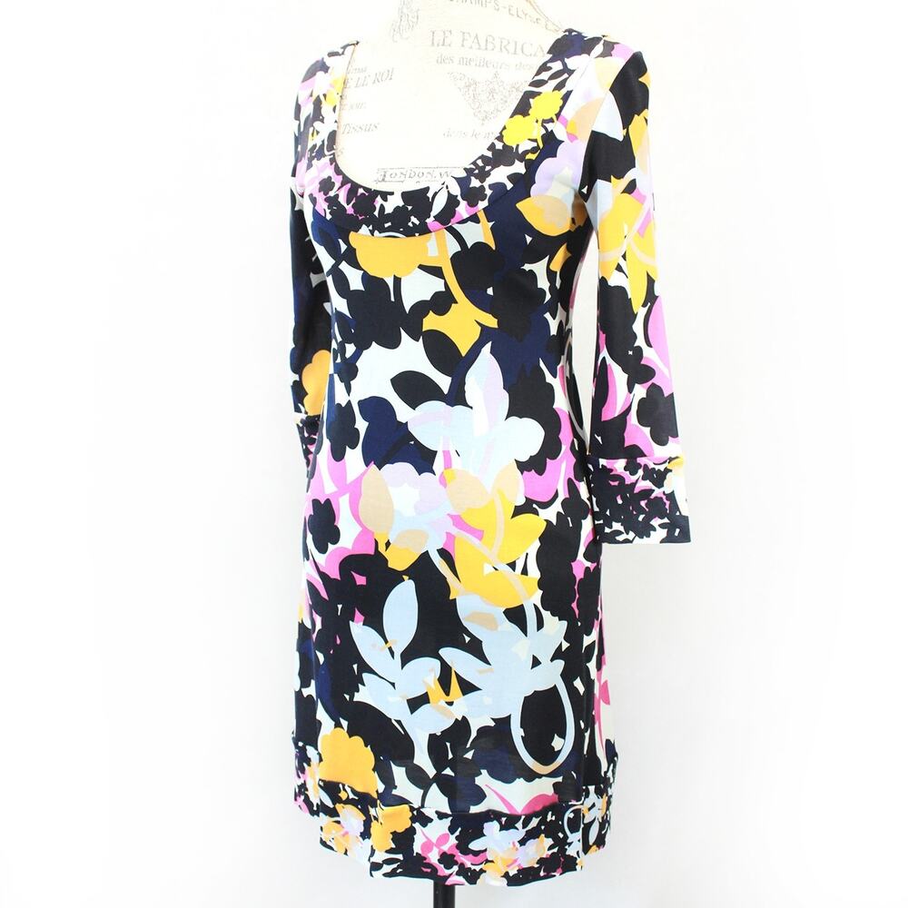 Diane von Furstenberg Y2K Floral Silk Dress Psychedelic Cocktail Party XS